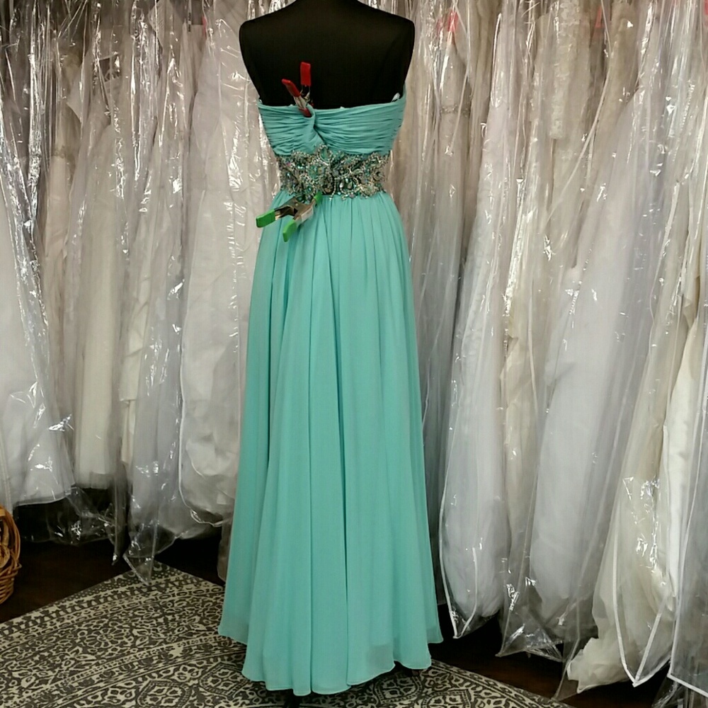 Mint Green Bejeweled Dress - Picture 4 of 5